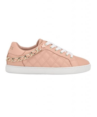 Women's Reney Stylish Quilted Sneakers with Chain Ornament Pink $35.60 Shoes