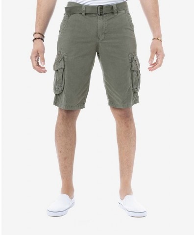 Men's Big and Tall Belted Double Pocket Cargo Shorts PD08 $27.90 Shorts