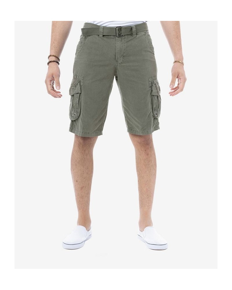 Men's Big and Tall Belted Double Pocket Cargo Shorts PD08 $27.90 Shorts