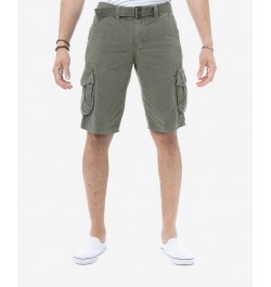 Men's Big and Tall Belted Double Pocket Cargo Shorts PD08 $27.90 Shorts