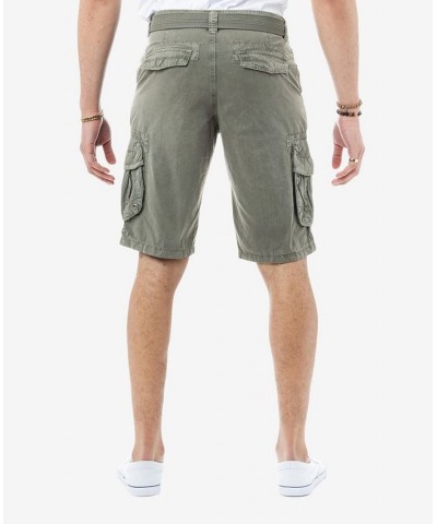 Men's Big and Tall Belted Double Pocket Cargo Shorts PD08 $27.90 Shorts