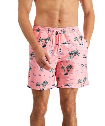 Men's Tropical Swim Trunks Pink $13.99 Swimsuits