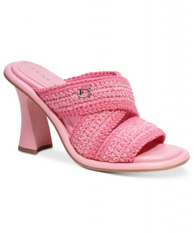 Women's Quintin Slip-On Crisscross Crochet Dress Sandals Pink $82.50 Shoes