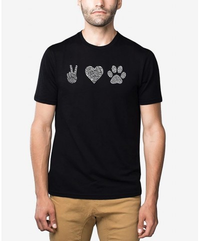 Men's Premium Blend Word Art Peace Love Dogs T-shirt Black $24.74 T-Shirts