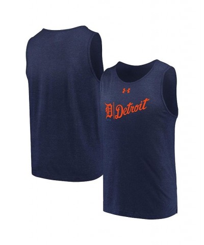 Men's Heathered Navy Detroit Tigers Dual Logo Performance Tri-Blend Tank Top $21.00 T-Shirts