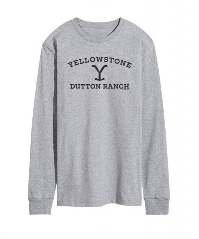 Men's Yellowstone Long Sleeve T-shirt Gray $23.94 T-Shirts