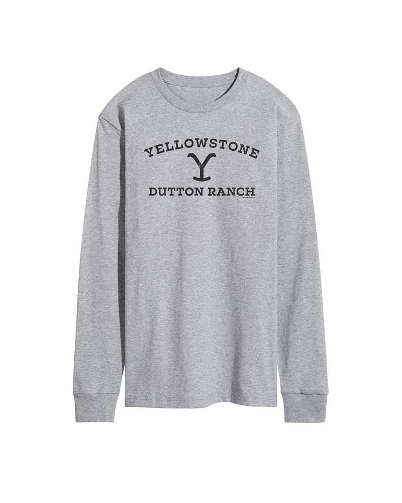 Men's Yellowstone Long Sleeve T-shirt Gray $23.94 T-Shirts