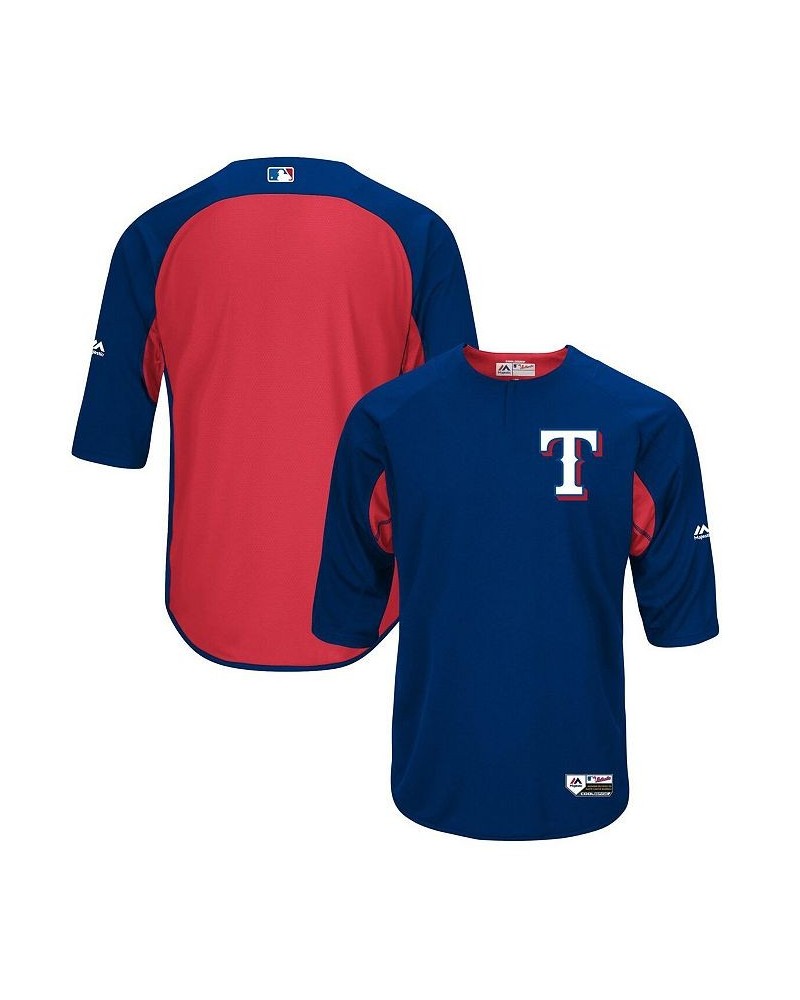 Men's Royal and Red Texas Rangers Authentic Collection On-Field 3 and 4-Sleeve Batting Practice Jersey $39.95 Jersey