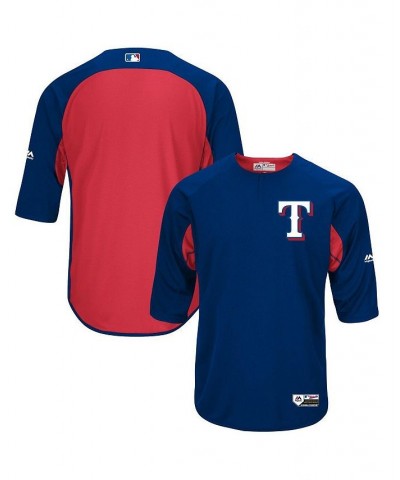 Men's Royal and Red Texas Rangers Authentic Collection On-Field 3 and 4-Sleeve Batting Practice Jersey $39.95 Jersey