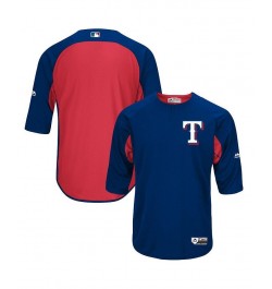 Men's Royal and Red Texas Rangers Authentic Collection On-Field 3 and 4-Sleeve Batting Practice Jersey $39.95 Jersey