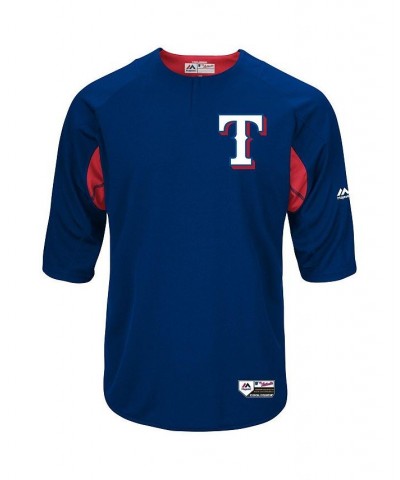 Men's Royal and Red Texas Rangers Authentic Collection On-Field 3 and 4-Sleeve Batting Practice Jersey $39.95 Jersey