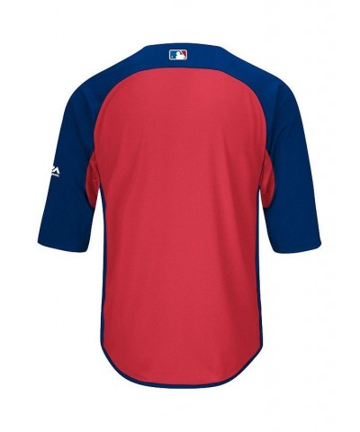 Men's Royal and Red Texas Rangers Authentic Collection On-Field 3 and 4-Sleeve Batting Practice Jersey $39.95 Jersey