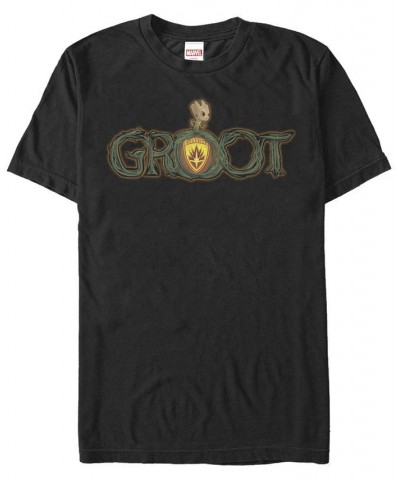 Marvel Men's Guardians of the Galaxy Baby Groot Shield Short Sleeve T-Shirt Black $20.99 T-Shirts