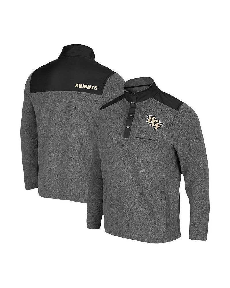 Men's Heathered Charcoal, Black UCF Knights Huff Snap Pullover $35.25 Sweatshirt