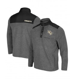 Men's Heathered Charcoal, Black UCF Knights Huff Snap Pullover $35.25 Sweatshirt