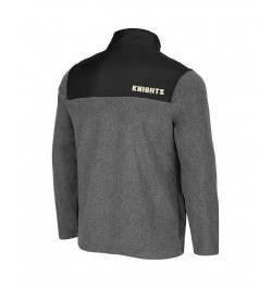 Men's Heathered Charcoal, Black UCF Knights Huff Snap Pullover $35.25 Sweatshirt