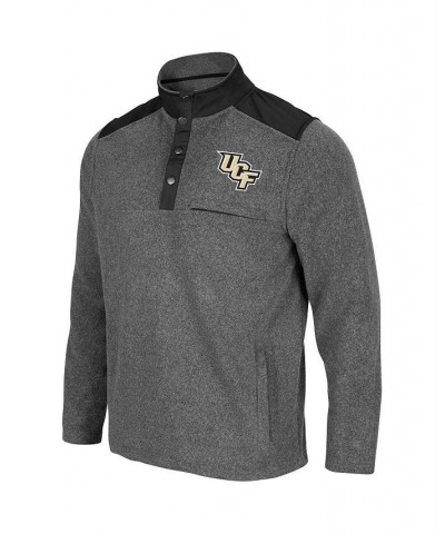 Men's Heathered Charcoal, Black UCF Knights Huff Snap Pullover $35.25 Sweatshirt