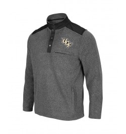 Men's Heathered Charcoal, Black UCF Knights Huff Snap Pullover $35.25 Sweatshirt