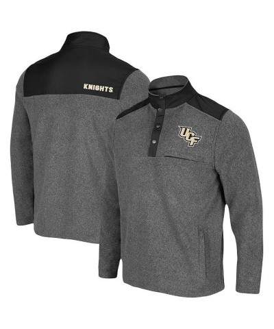 Men's Heathered Charcoal, Black UCF Knights Huff Snap Pullover $35.25 Sweatshirt