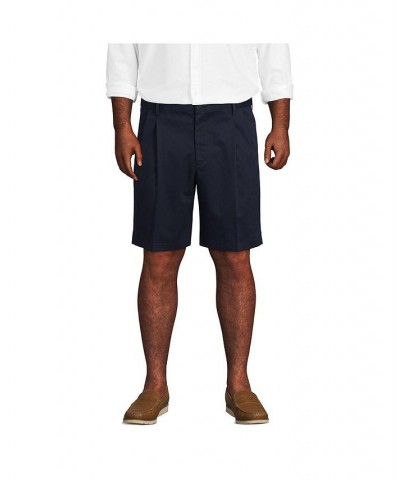 Men's Big and Tall Comfort Waist Pleated 9 Inch No Iron Chino Shorts Blue $31.48 Shorts