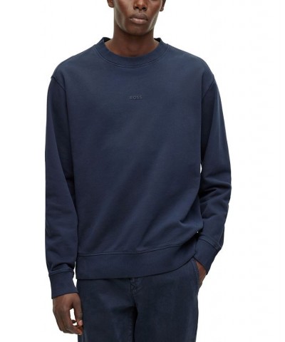 BOSS Men's Crew-Neck Layered Logo Sweatshirt Blue $60.72 Sweatshirt