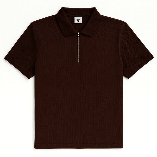 Men’s Ribbed Zipper Polo – knitted