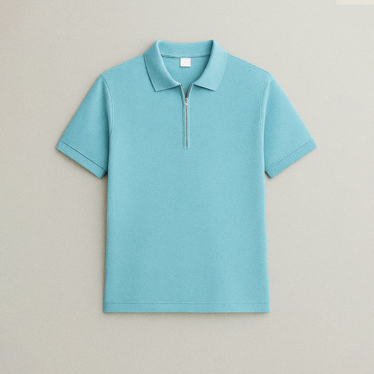 Men polo Zipper-sky Blue